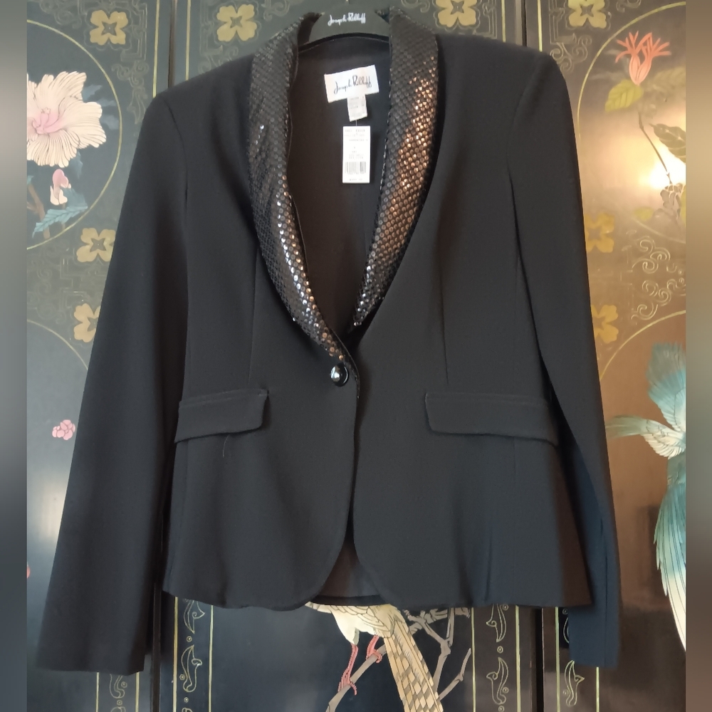 Joseph Ribkoff Black Sequin Lapel Women's Blazer